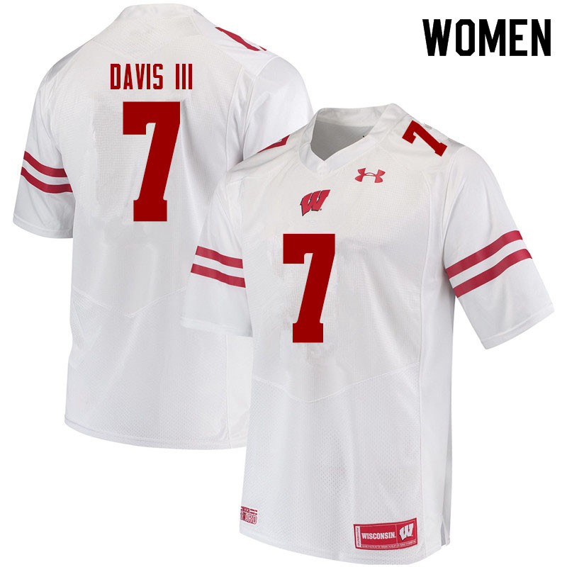 Wisconsin Badgers Women's #7 Danny Davis III NCAA Under Armour Authentic White College Stitched Football Jersey SK40E22FA